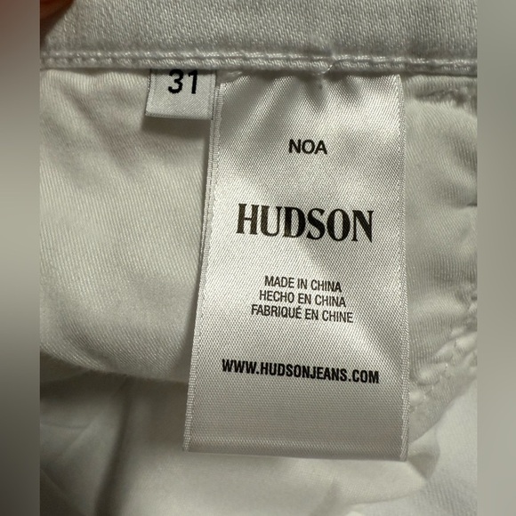 Hudson Noa White Ankle High Rise Straight Leg Jeans Size 31 Raw Hem - Picture 10 of 11